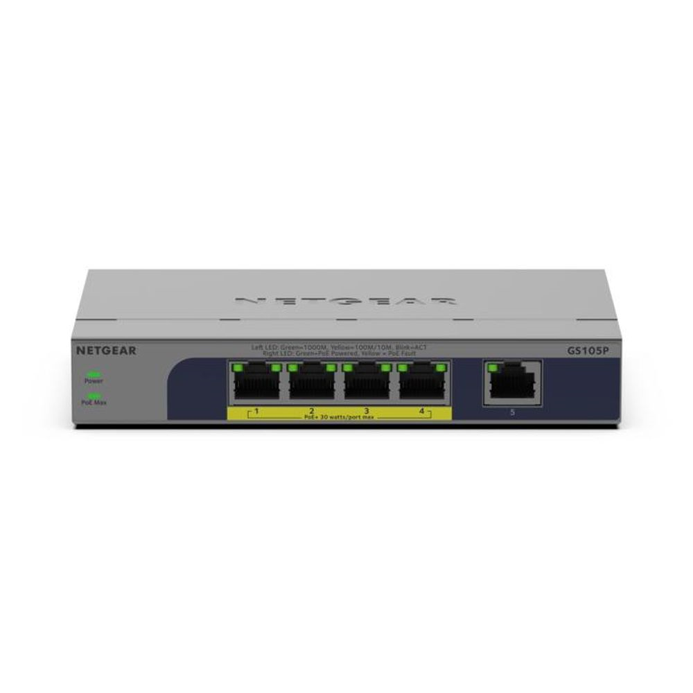 5PT GB UNMANAGED SWCH W/POE+ (GS105P) 5PT GB UNMANAGED SWCH W/POE+ (GS105P)