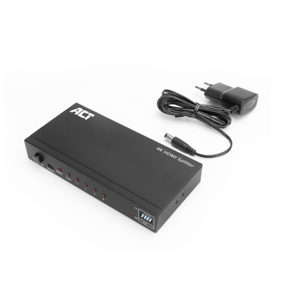 ACT 4K HDMI splitter, 1 in 4 out, EDID ondersteuning